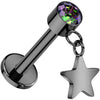 Titanium Labret star dangle zirconia Push-In