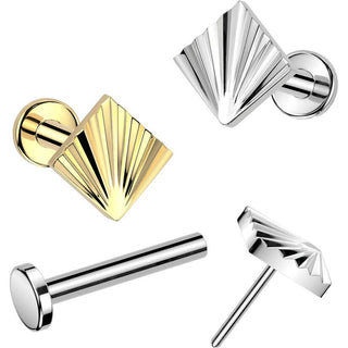 Titanium Labret Square diamond cut Push-In