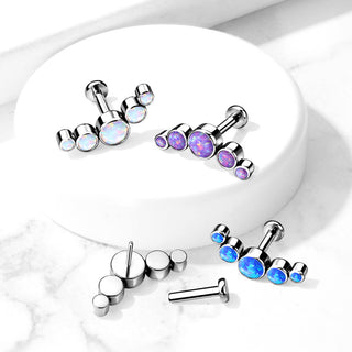 Titanium Labret 5 Opal Silver Push-In