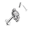 Titane Labret 5 Zircones Argent Enfoncer
