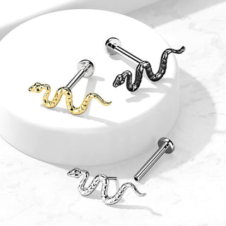 Titanium Labret Snake Push-In