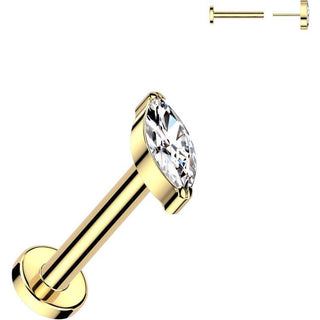 Titan Labret Zirkonia Marquiseschliff Push-In
