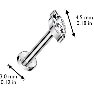 Titan Labret Zirkonia Marquiseschliff Push-In