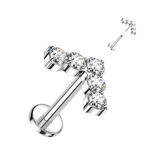 Titane Labret 5 Zircones En L Enfoncer