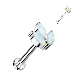 Titanium Labret Marquise Cut Zirconia Push-In