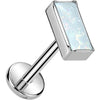Titanium Labret top opal rectangular bezel setting Push-In