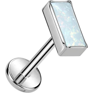 Titanium Labret top opal rectangular bezel setting Push-In