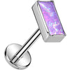Titanium Labret top opal rectangular bezel setting Push-In