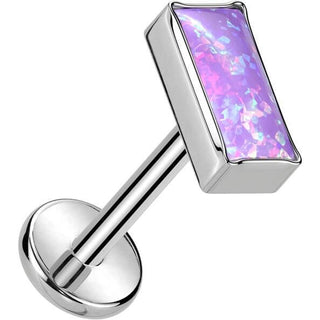 Titanium Labret top opal rectangular bezel setting Push-In