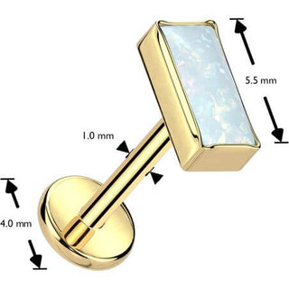 Titanium Labret top opal rectangular bezel setting Push-In