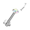 Titanium Labret Zirconia Flower Base Push-In