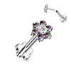 Titanium Labret Flower Zirconia Flower Base Push-In