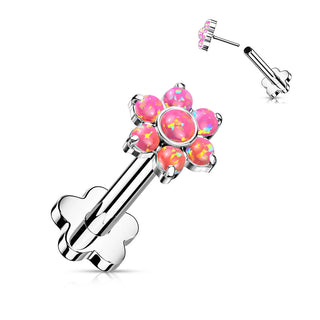 Titanium Labret Flower Opal Flower Base Push-In