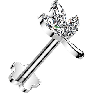 Tytan labret 3 cyrkonie szlif markizowy push-in