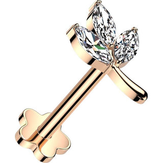 Tytan labret 3 cyrkonie szlif markizowy push-in