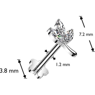 Tytan labret 3 cyrkonie szlif markizowy push-in