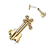 Titane Labret Croix En Bille Base Fleur Enfoncer