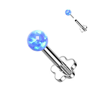 Titan Labret Kugel Opal Blumen Base Silber Push-In