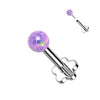 Titanium Labret Ball Opal Flower Base Silver Push-In