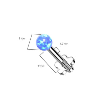 Titanium Labret Ball Opal Flower Base Silver Push-In