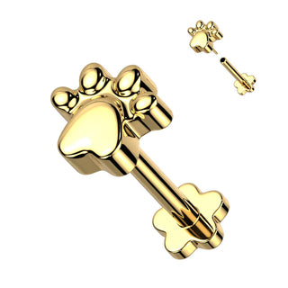 Titanium Labret Paws Flower Base Push-In