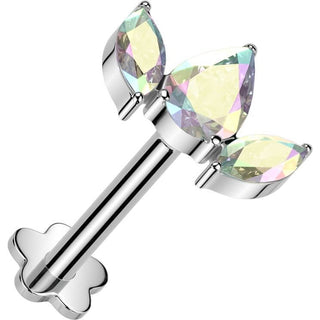 Titanium Labret 3 zirconia fan flower base Push-In