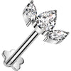 Titanium Labret 3 zirconia fan flower base Push-In