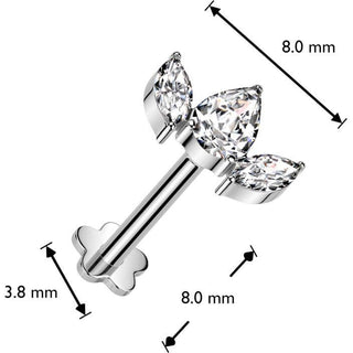 Titanium Labret 3 zirconia fan flower base Push-In