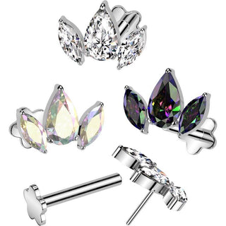 Titanium Labret 3 zirconia fan flower base Push-In