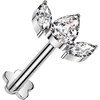 Titanium Labret 3 zirconia fan flower base Push-In