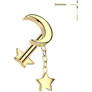 Titan Labret Mond Stern Anhänger mit Stern Base Push-In