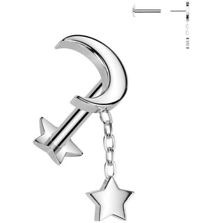 Titan Labret Mond Stern Anhänger mit Stern Base Push-In