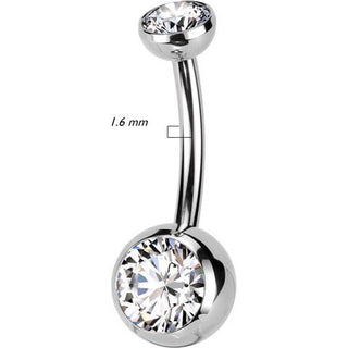 Titanium Belly Button Piercing bezel setting zirconia Push-In