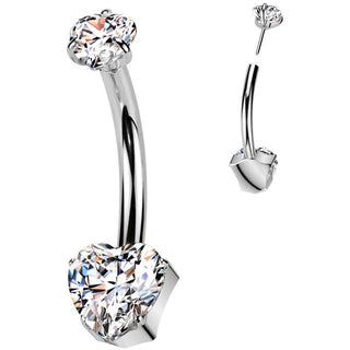 Titane Piercing Nombril cœur zircone Enfoncer