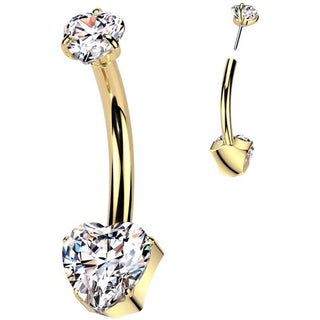 Titane Piercing Nombril cœur zircone Enfoncer