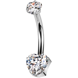 Titane Piercing Nombril cœur zircone Enfoncer