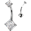 Titane Piercing Nombril double carré zircone Enfoncer