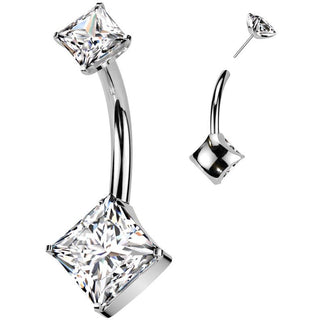 Titane Piercing Nombril double carré zircone Enfoncer