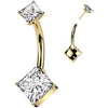 Titane Piercing Nombril double carré zircone Enfoncer