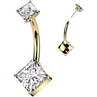Titane Piercing Nombril double carré zircone Enfoncer
