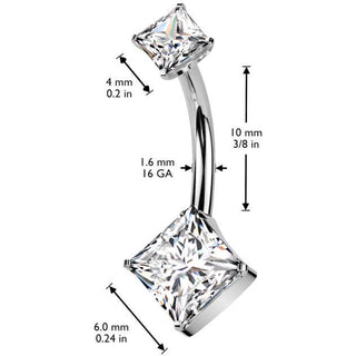 Titane Piercing Nombril double carré zircone Enfoncer
