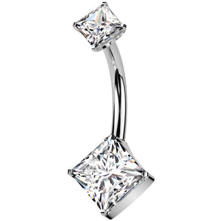 Titane Piercing Nombril double carré zircone Enfoncer
