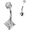Titane Piercing Nombril zircone ronde quare zirconia Enfoncer