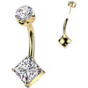 Titane Piercing Nombril zircone ronde quare zirconia Enfoncer