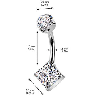 Titane Piercing Nombril zircone ronde quare zirconia Enfoncer