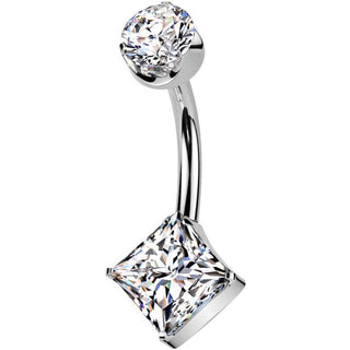Titane Piercing Nombril zircone ronde quare zirconia Enfoncer