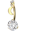 Titanium Belly Button Piercing Moon Zirconia Push-In