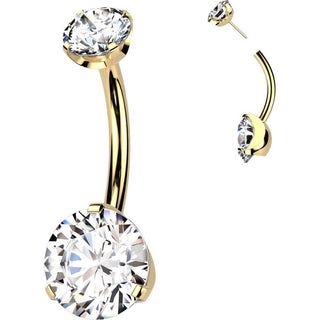 Titanium Belly Button Piercing 2 zirconia Push-In