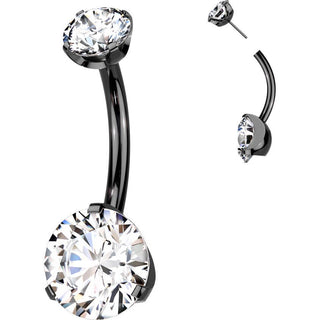 Titanium Belly Button Piercing 2 zirconia Push-In