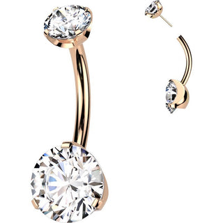 Titanium Belly Button Piercing 2 zirconia Push-In